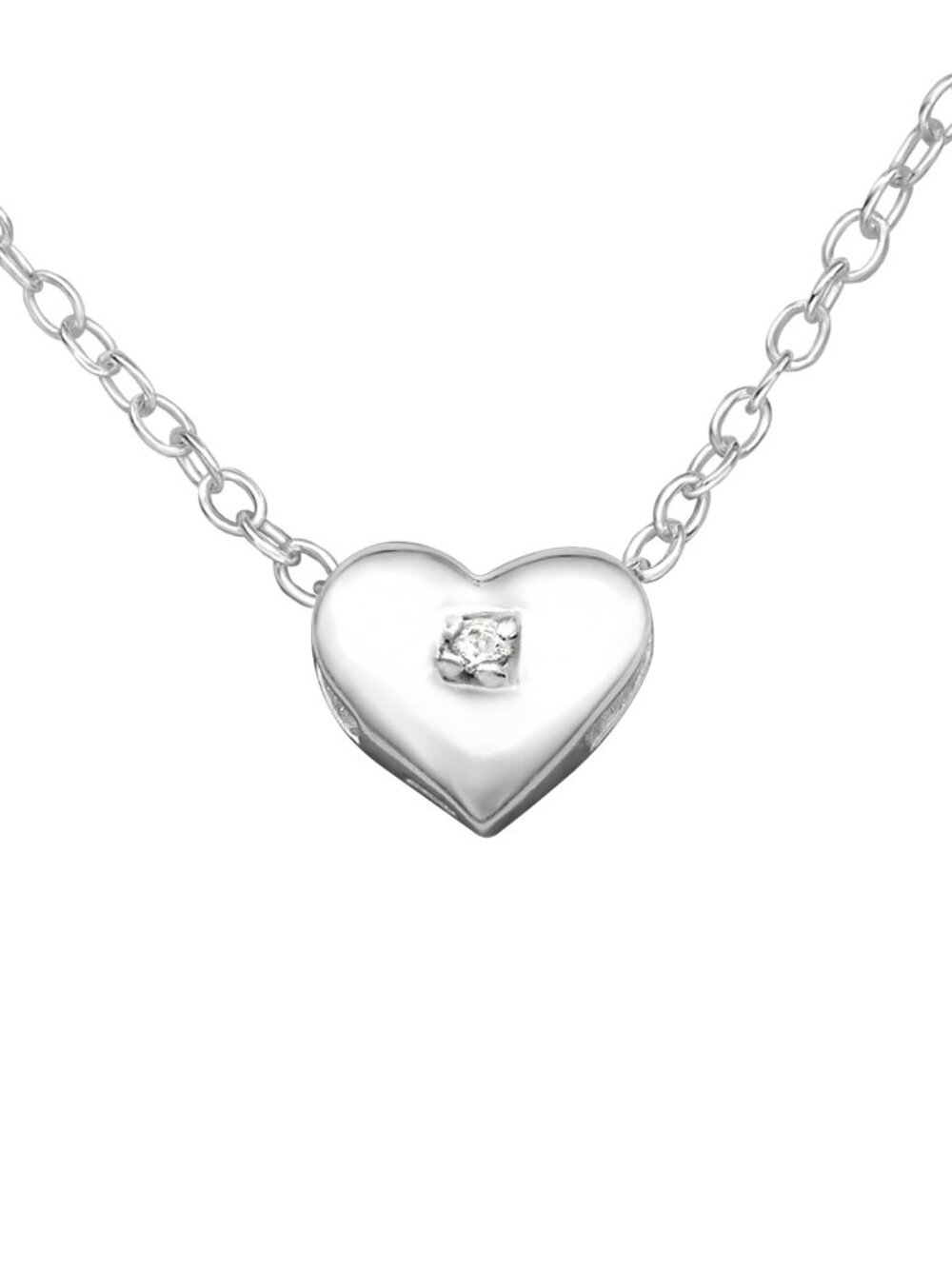 Sterling Silver Crystal Heart Necklace